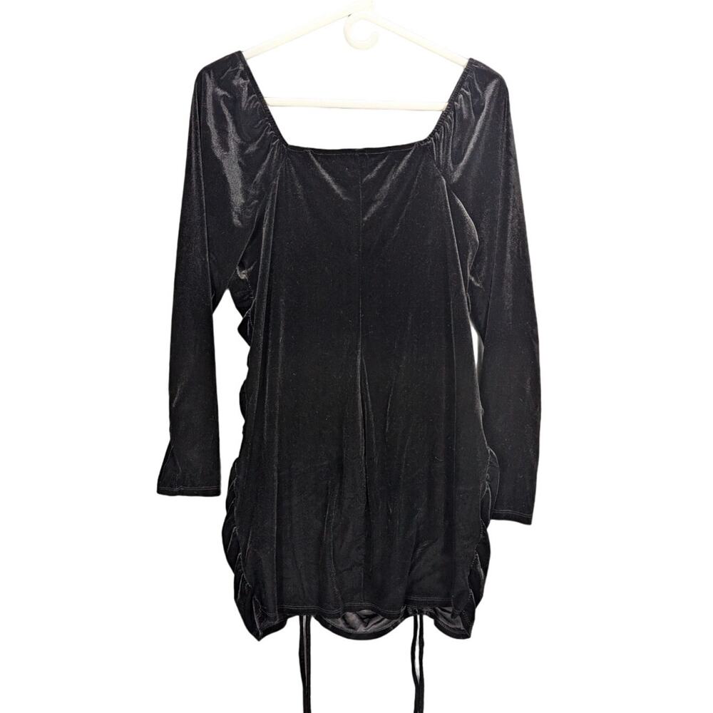 Wild Fable Velvet Mini Dress Womens Extra Large Black Ruched Coquette Goth Witch View 2